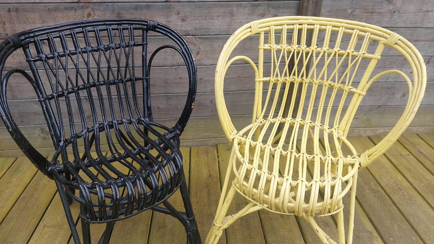 Duo of rattan armchairs