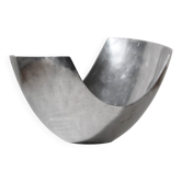 Polished Aluminum Asymmetric Contemporary Deep Bowl, Large