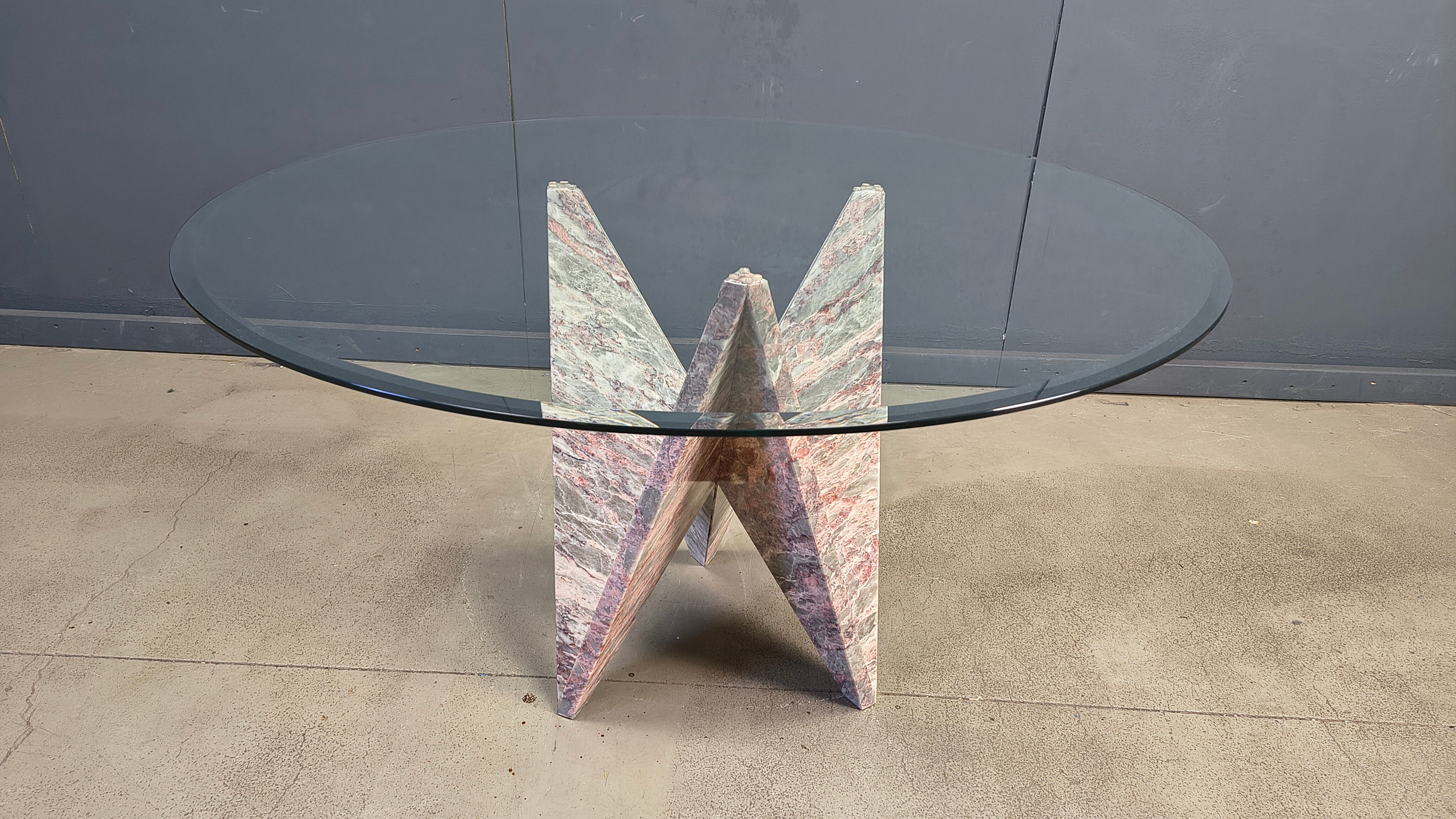 Architectural marble and glass dining table, 1970s
