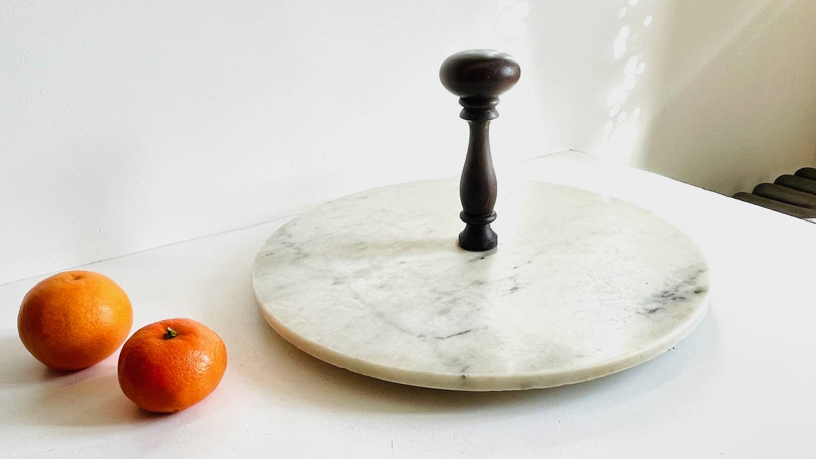 Plateau à fromage marbre et bois vintage