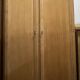 Vintage antique wardrobe in raw oak with tapered legs: wardrobe + shelf.