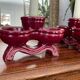 Pair of vintage glazed ceramic candle holders