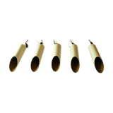 Set of 5 large cylindrical white and gold cinema pendants 1970s