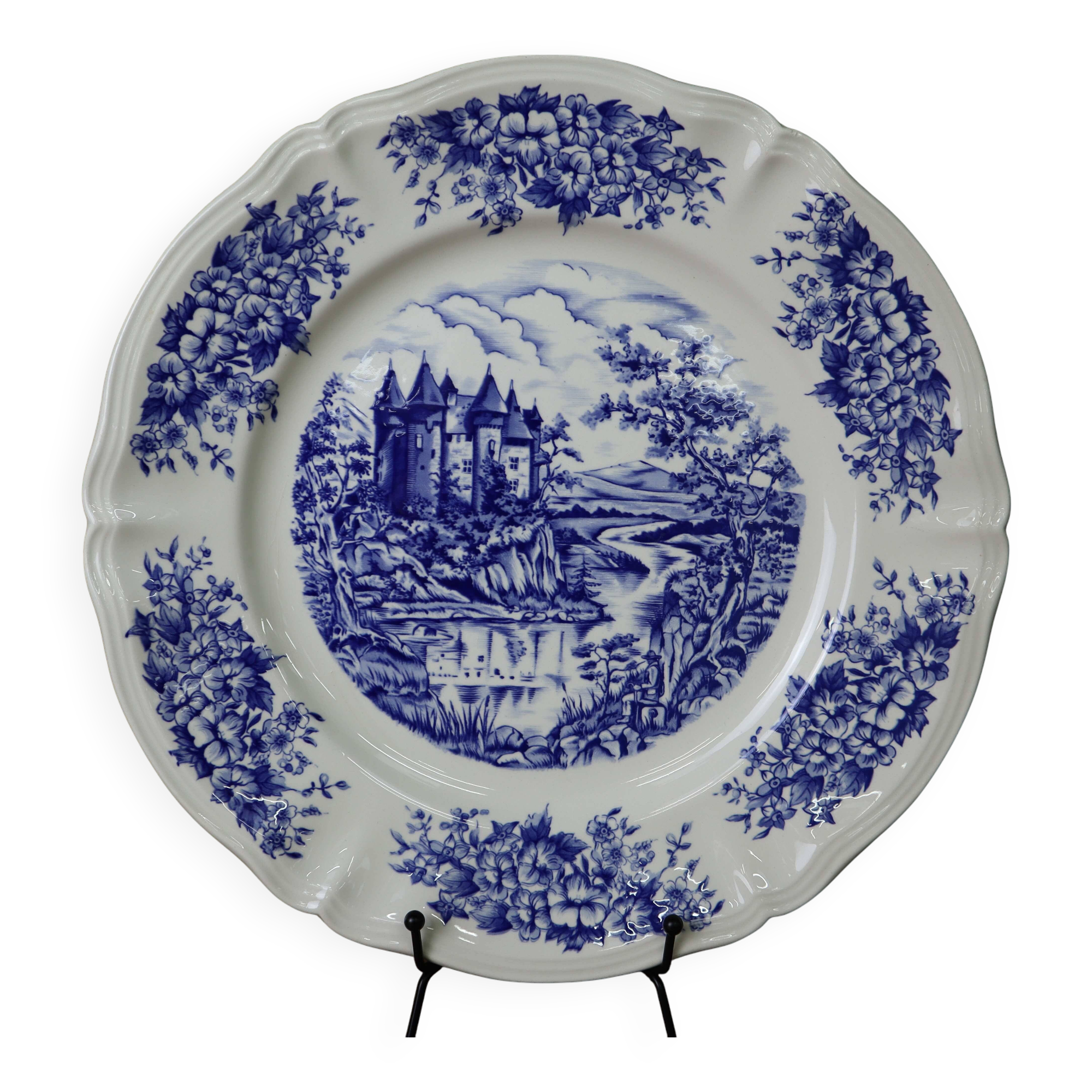Vintage round dish Sarreguemines Castle model
