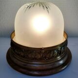 Shell glass and brass ceiling light, early 20th century