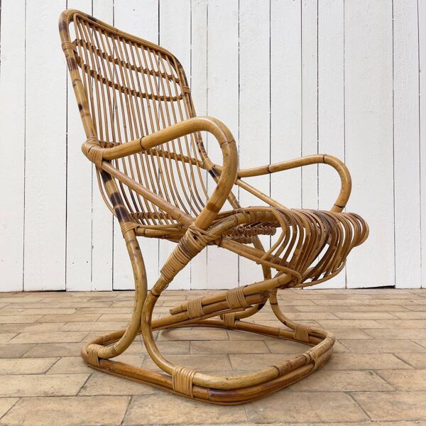 Ensemble de chaises en bambou attribuées à Tito Agnoli, 1960