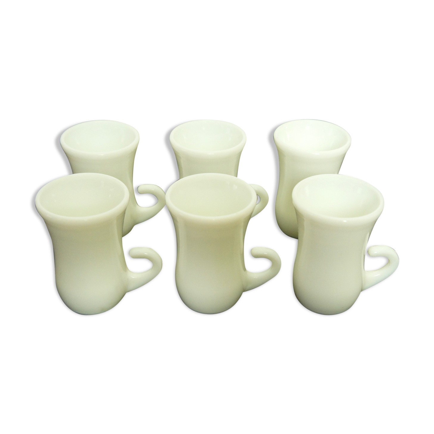 6 Tasses à expresso vintage en opaline blanche Ovoro Italy