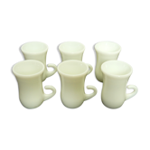 6 Vintage espresso cups in white opaline Ovoro Italy