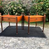 Duo of vintage Scandinavian teak bedside tables with 1 drawer.
