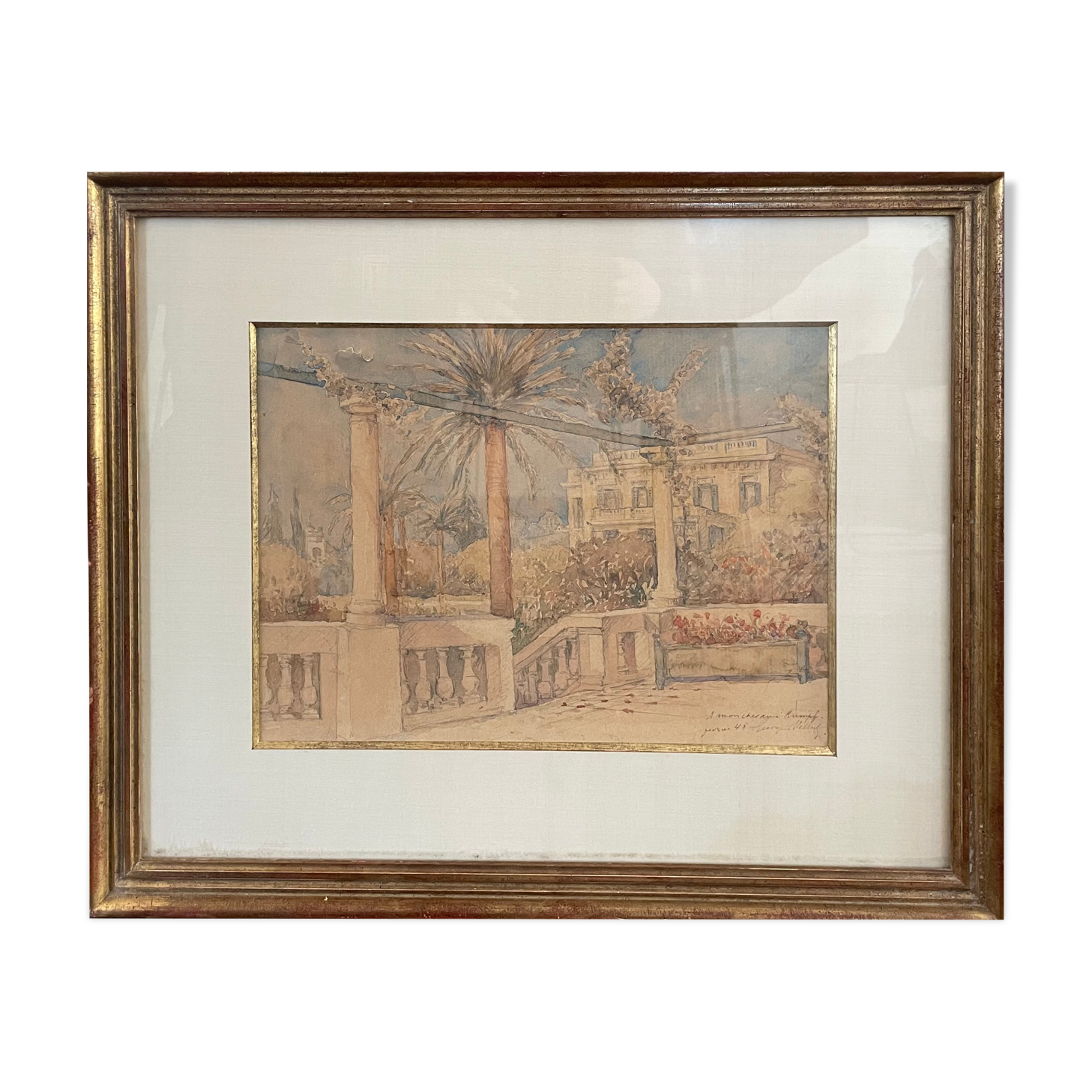 Old painting watercolor south of the France February 48