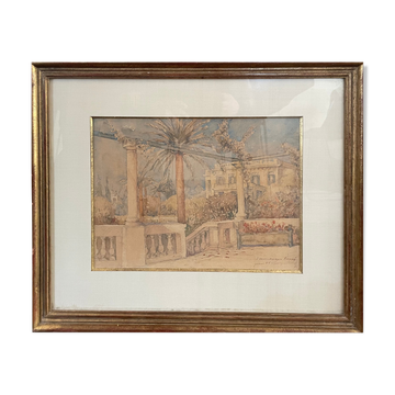 Old painting watercolor south of the France February 48