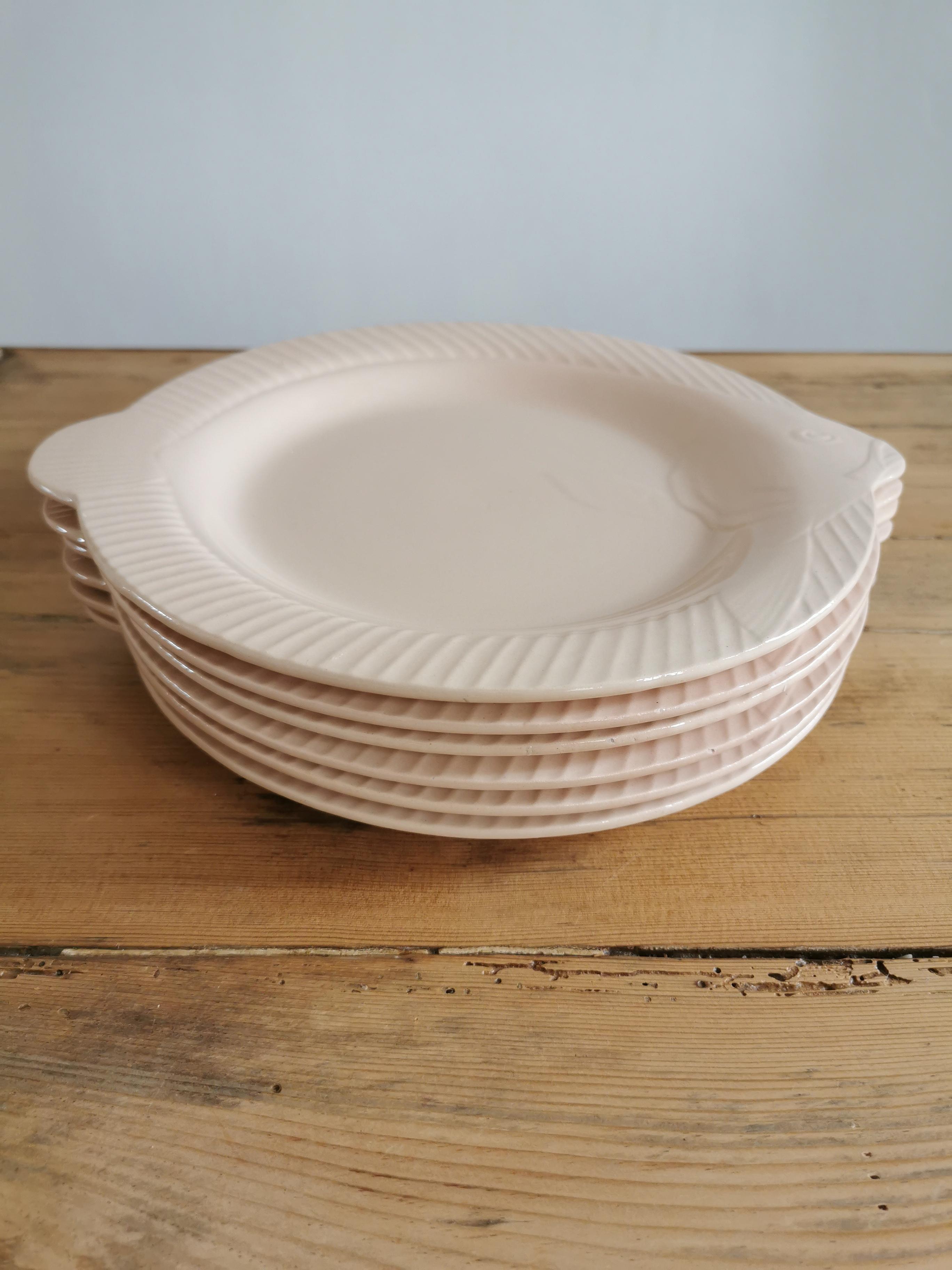 Set de 6 assiettes poisson Digoin Sarreguemines
