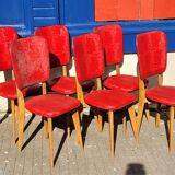 6 chaises vintage 1960 en bois et skaï