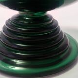 Centre de table/bol en verre vert soufflé à la main, fabriqué à Empoli, Italie