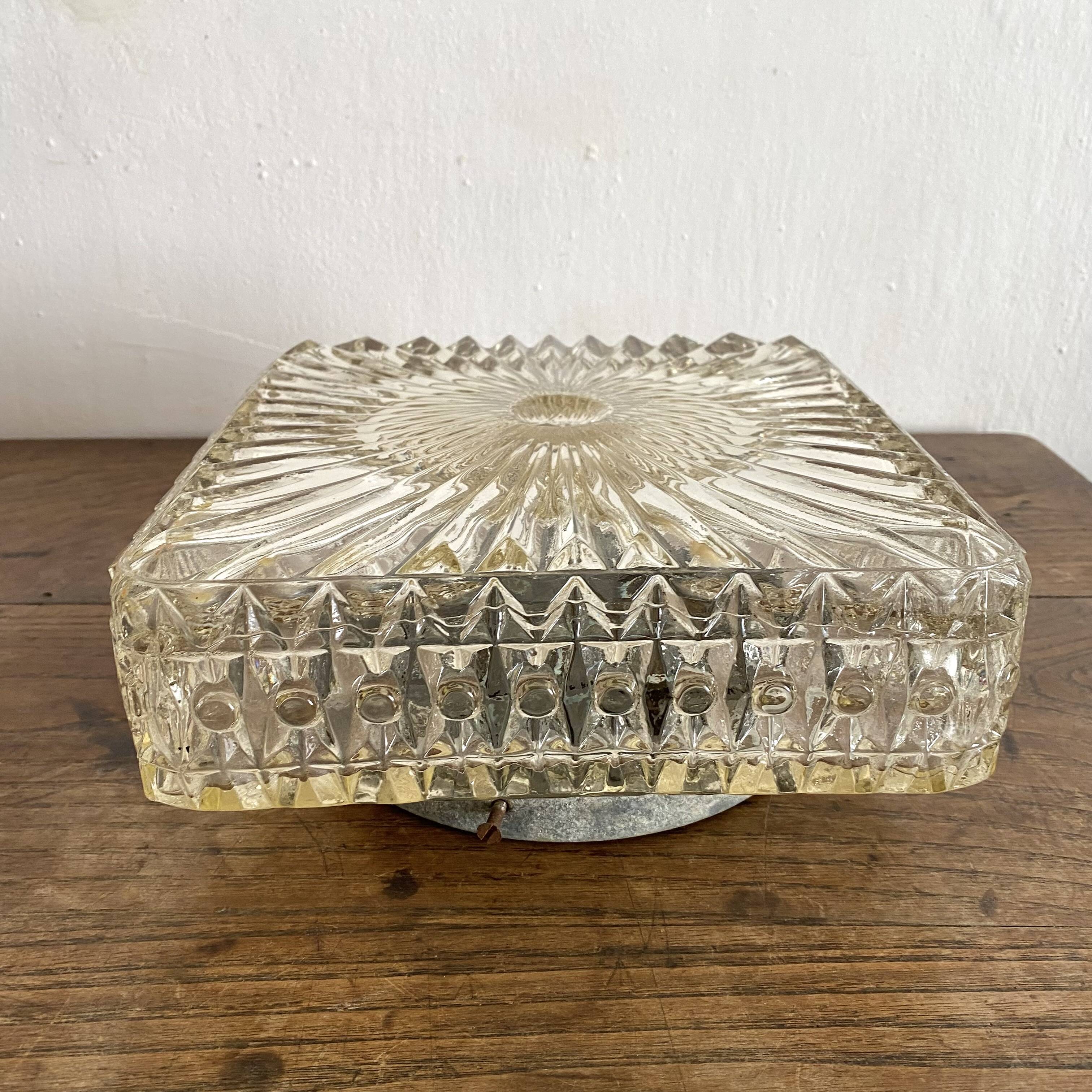 Vintage square glass ceiling light