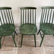 Cinq chaises Fanett vertes par Ilmari Tapiovaara pour Edsby-ken