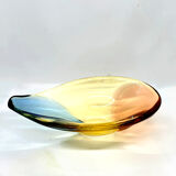 Organic modern glass platter designed by H. Machovska Mstišov Moser Karlovarske Sklo Cechoslovakia