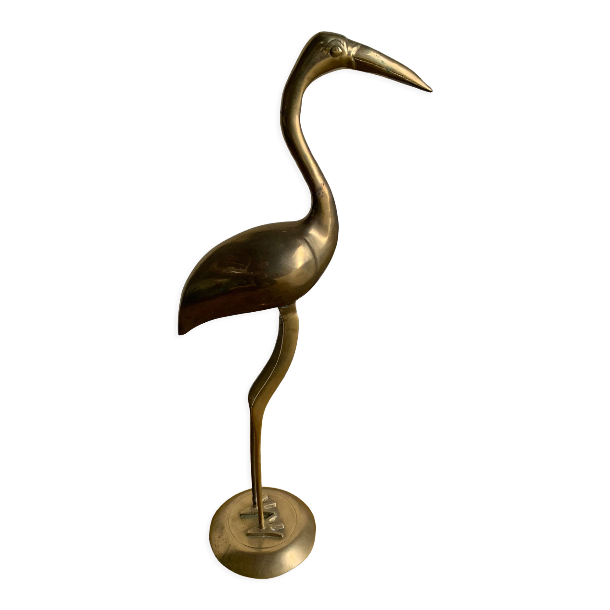 Pink flamingo in brass