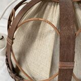 Vintage suspension lamp in rattan and linen