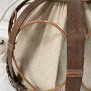 Suspension vintage en rotin et lin
