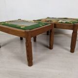 Pair of vintage oak poufs