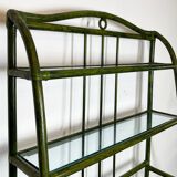 Buffet en rotin vert et hêtre, années 1970