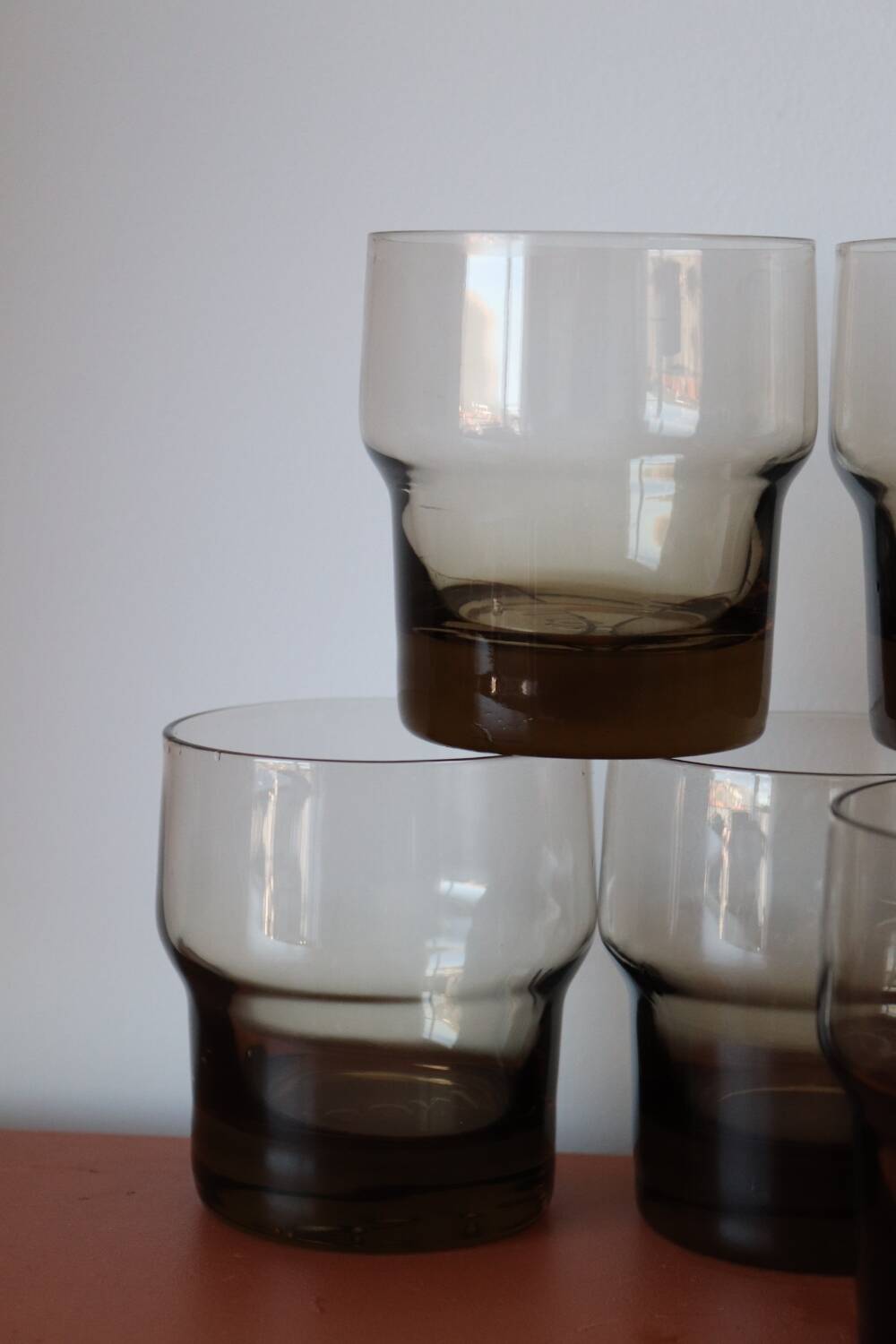 11 verres à eau vintage fumés mobil