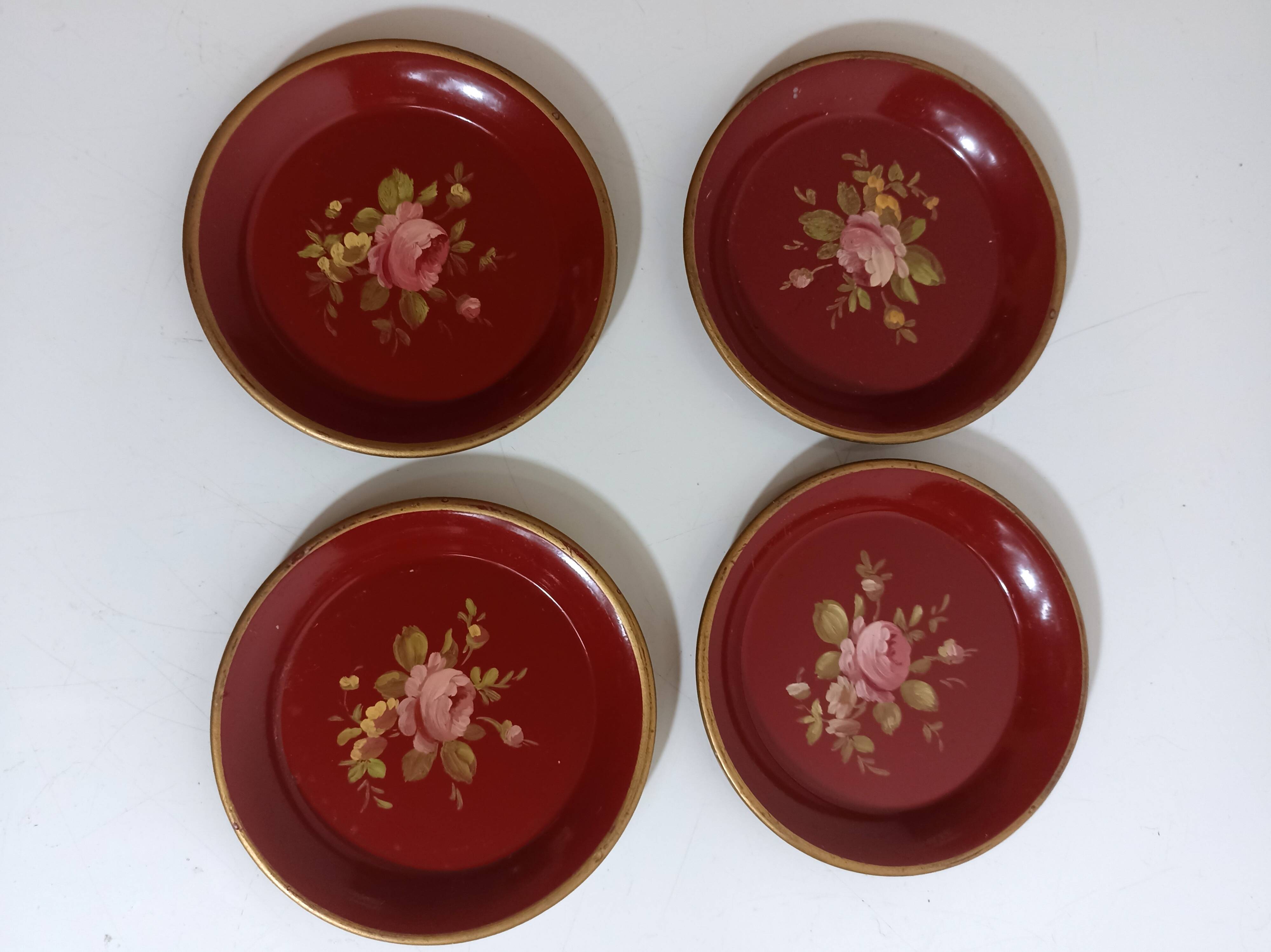 Set of 4 vintage red coasters