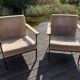 Pair of pomax metal/velvet armchairs