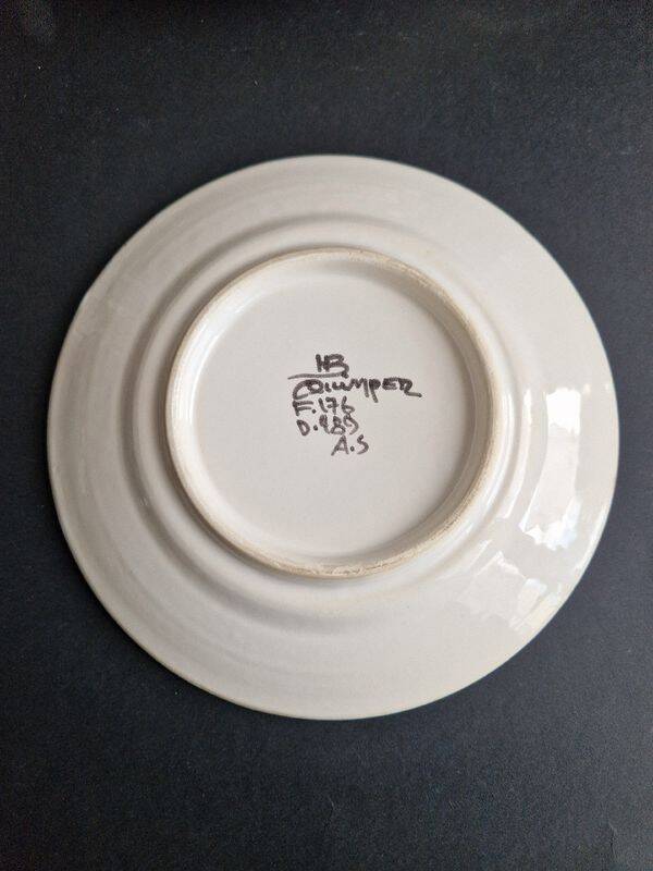 Set of 6 pink and orange HB Quimpert dessert plates