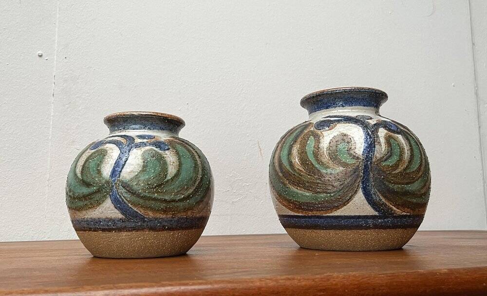Cactus series round vases in ceramic from the mid-century modern Danish studio Søholm, 1960s, set of 2.