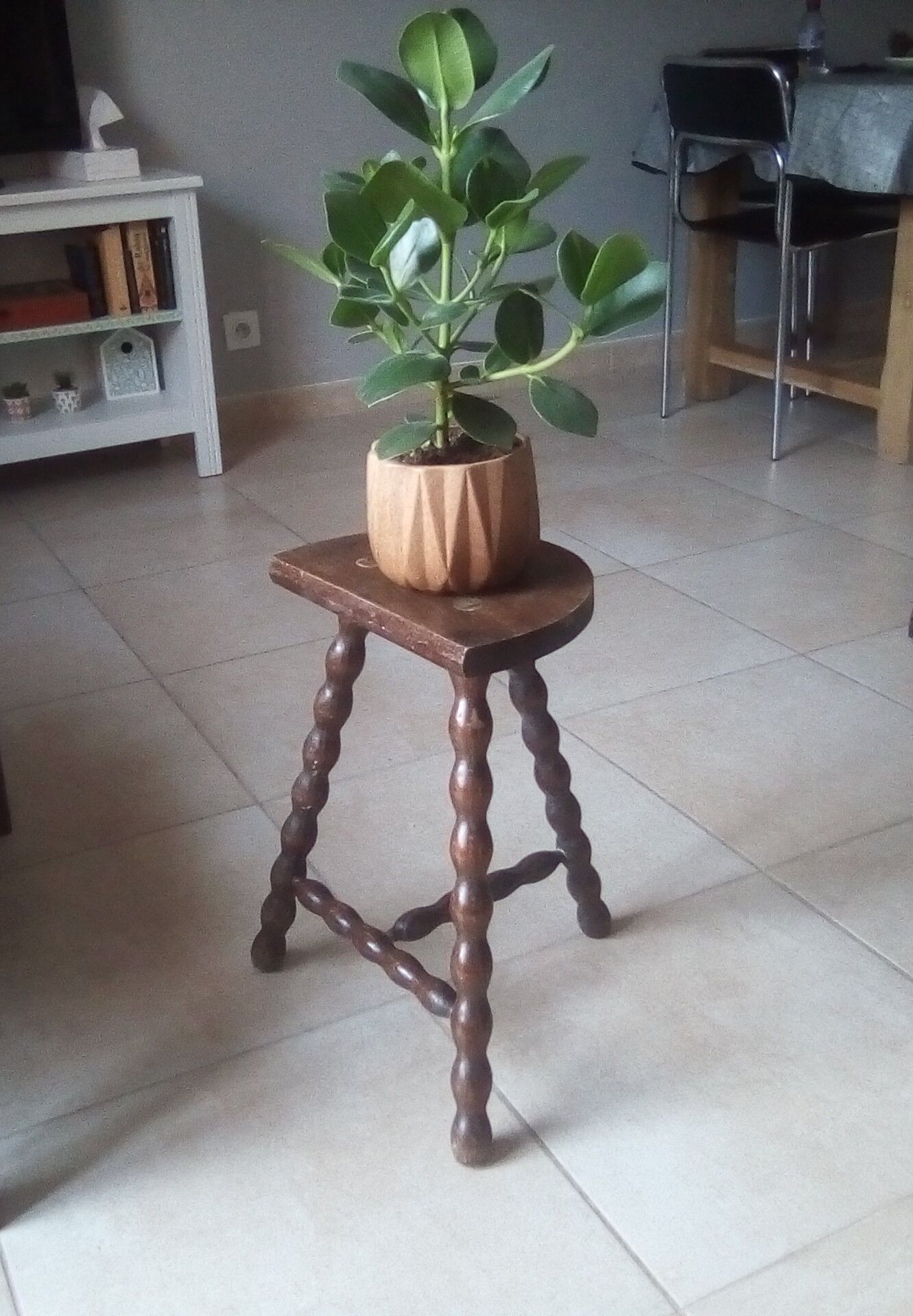 Vintage turned wooden stool
