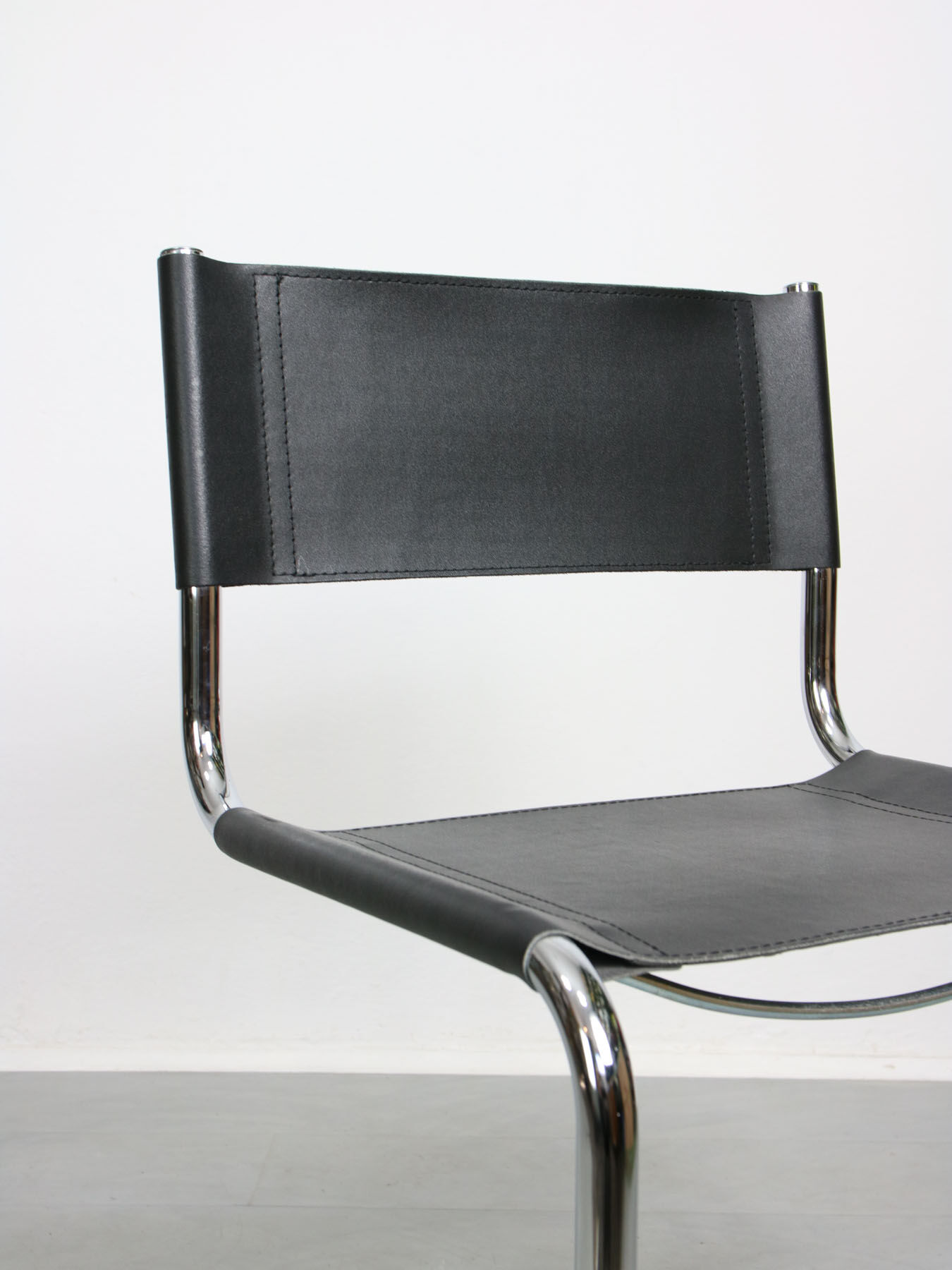 Vintage black leather bauhaus chair, italy