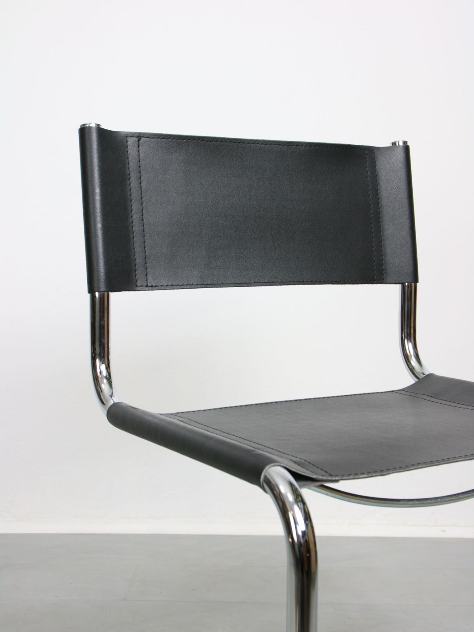 Vintage black leather bauhaus chair, italy