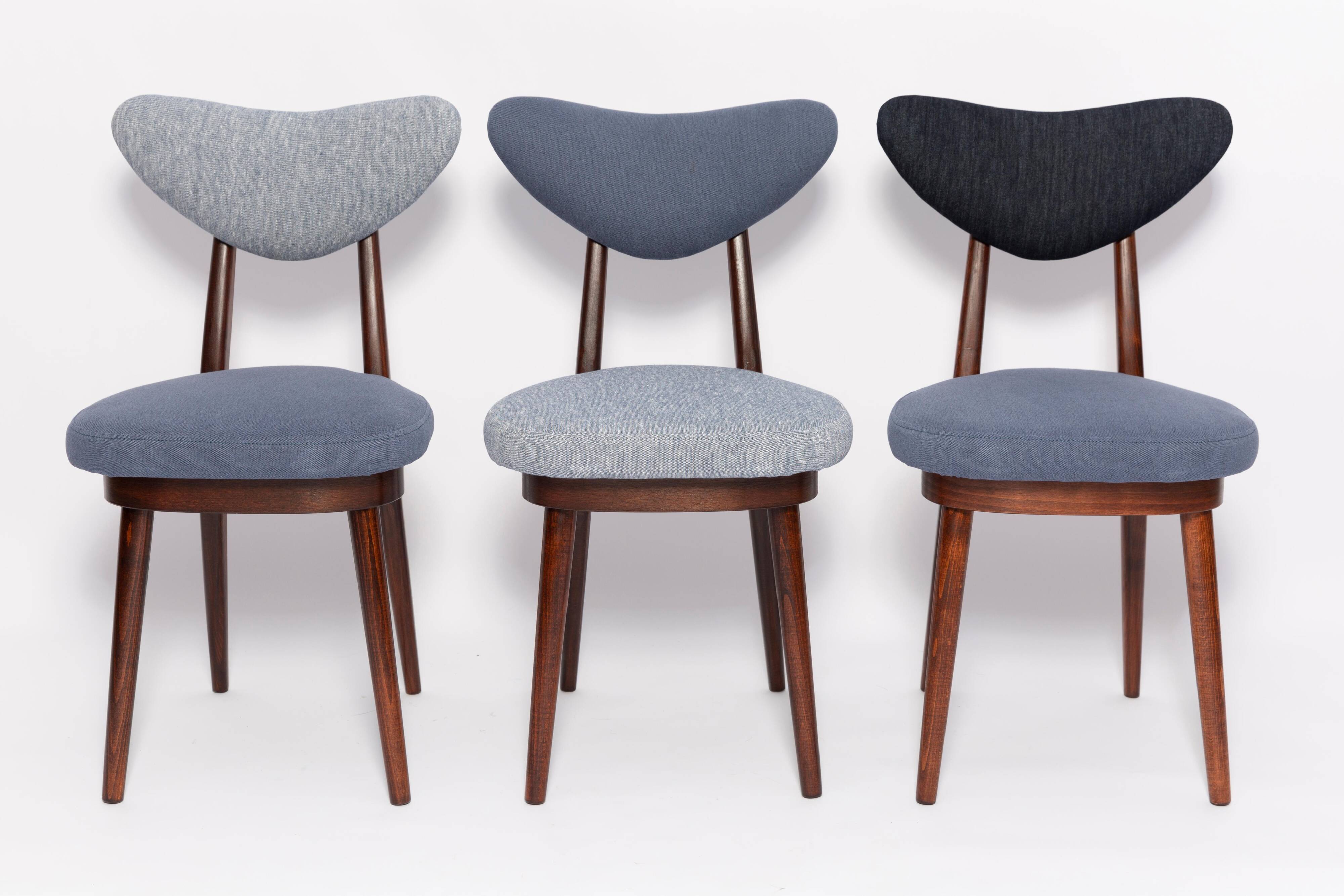 Chaise cœur en denim bleu moyen et foncé, milieu du 20ème siècle, Europe