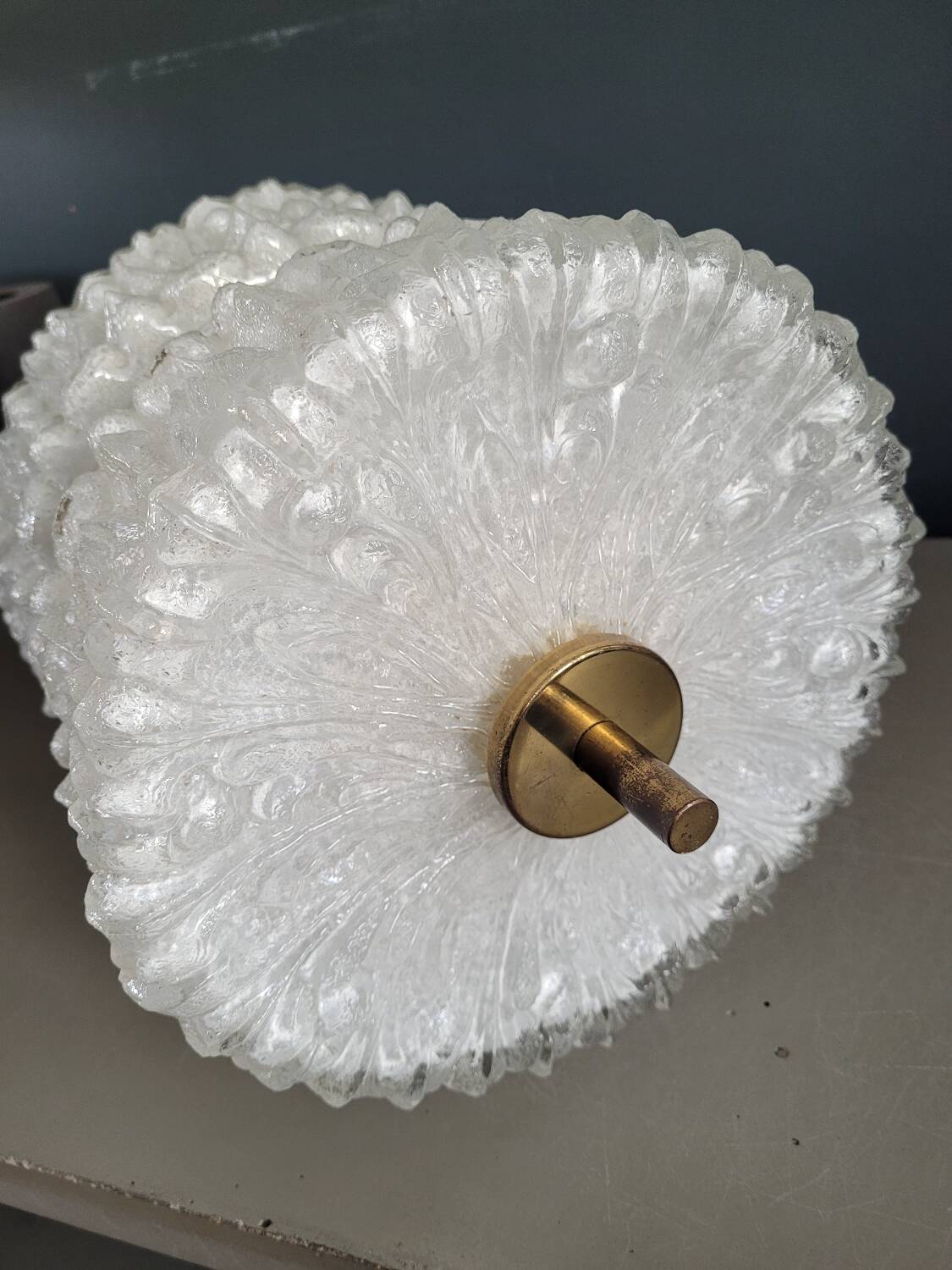 50s molded glass pendant light