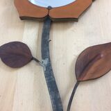 Mirror flower leather and metal 67 x 32 cm