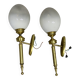 Pair of brass torchiere-style wall lights