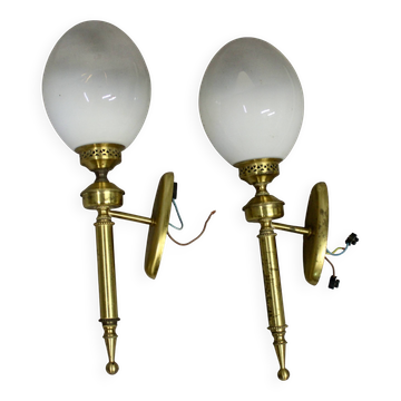 Paire d'appliques de type torchères en laiton