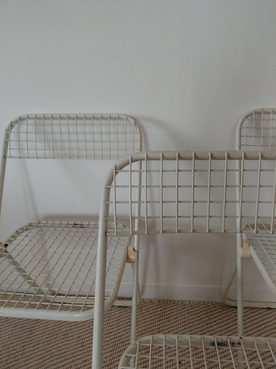 3 vintage folding chairs Talin design Italian 70s - mesh metal