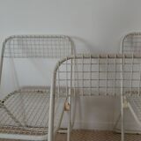 3 vintage folding chairs Talin design Italian 70s - mesh metal
