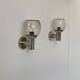 Pair of vintage wall lights, chromed metal and bubbled glass, France, 1960