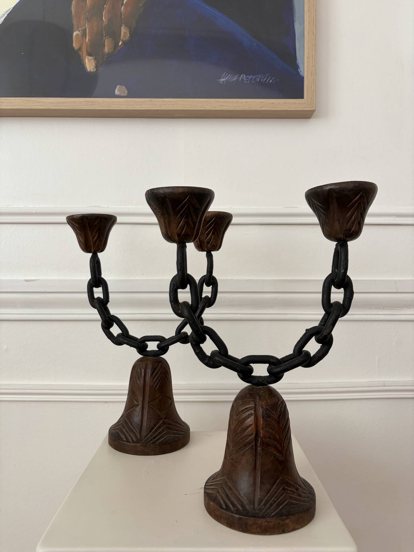 Brutalist pair of candlesticks