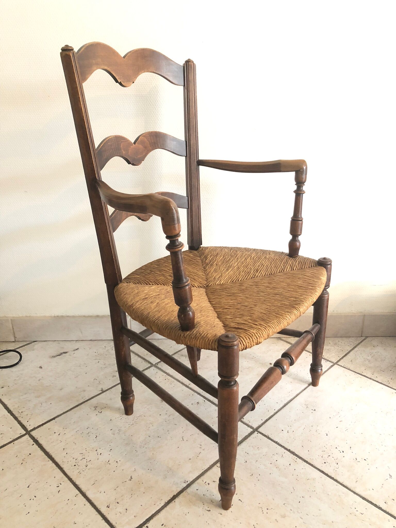 Fauteuil paillé fin XIX