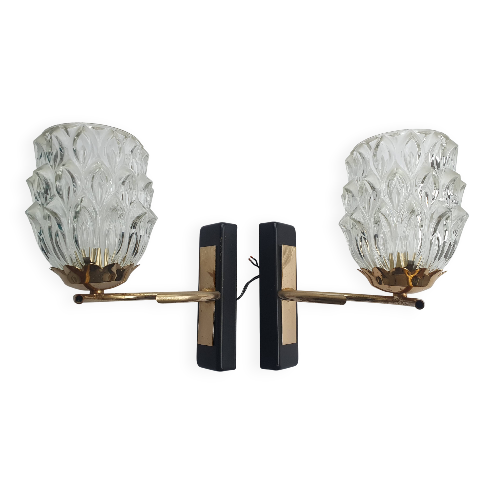 Pair of 1950s gold wall lights