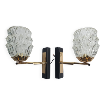 Pair of 1950s gold wall lights