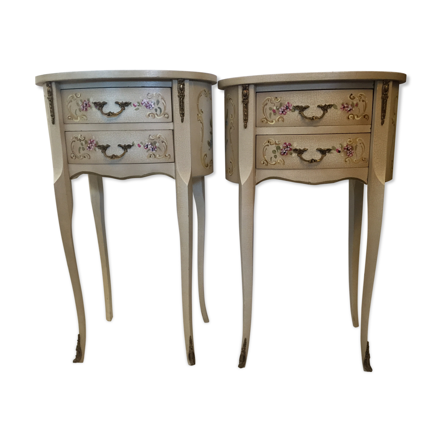Pair of painted Louis XV style bedside table