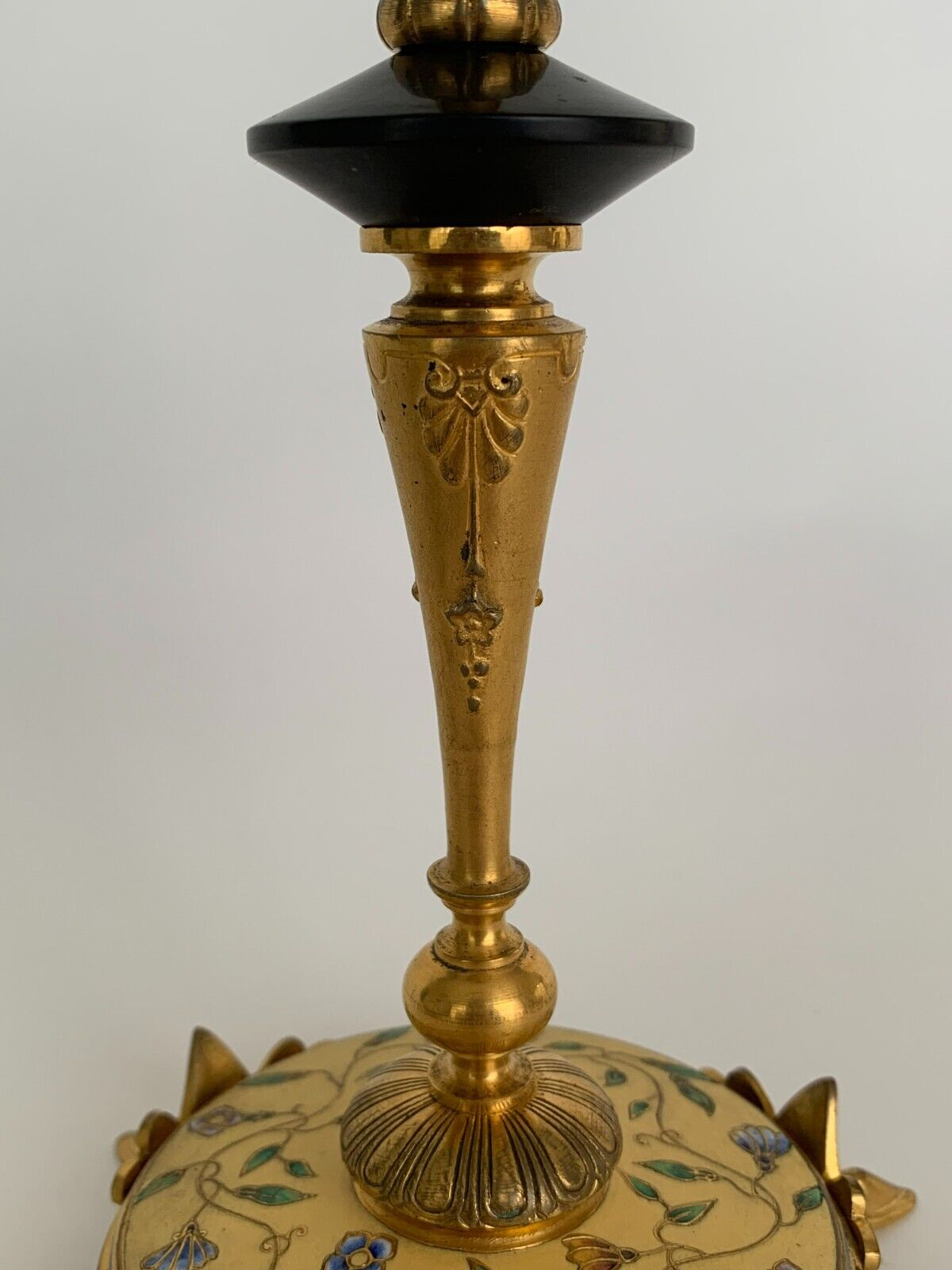 Pair of candlesticks Napoleon III in bronze cloisonné XIXth Barbedienne