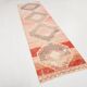 Tapis Couloir Vintage Turc, Rouge, Marron Fané & Crème Géométrique, 85x300