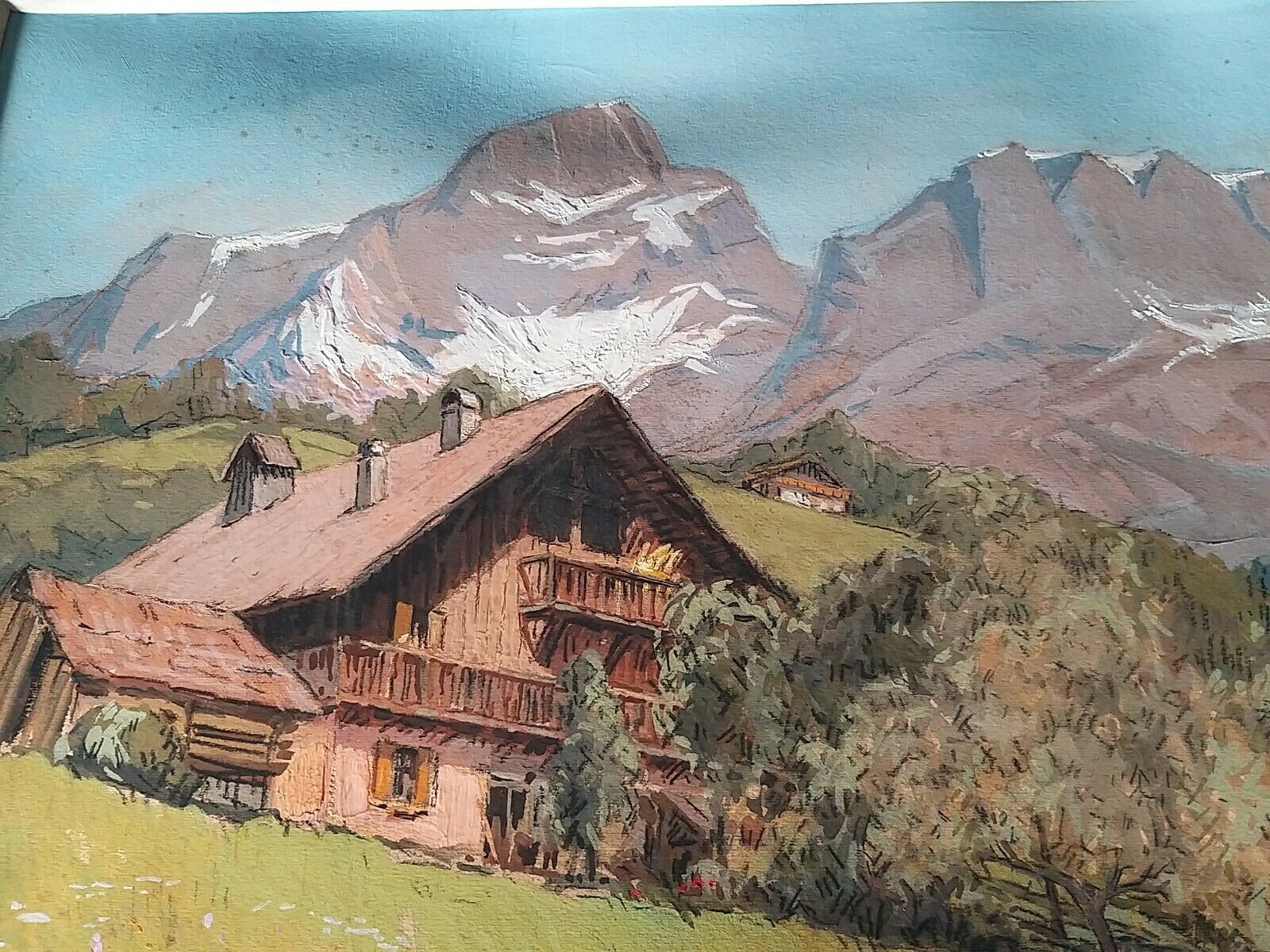 Peinture Pierre Commarmond mountain landscape Alps Cordon Pointe Percée Sallanches Savoie